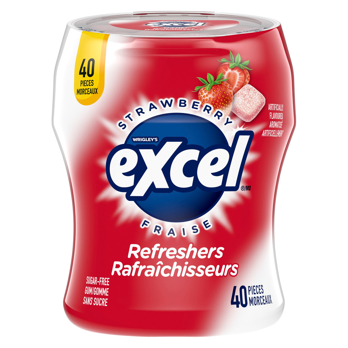 Excel Refreshers Strawberry sugar-free gum, 40-piece bottle