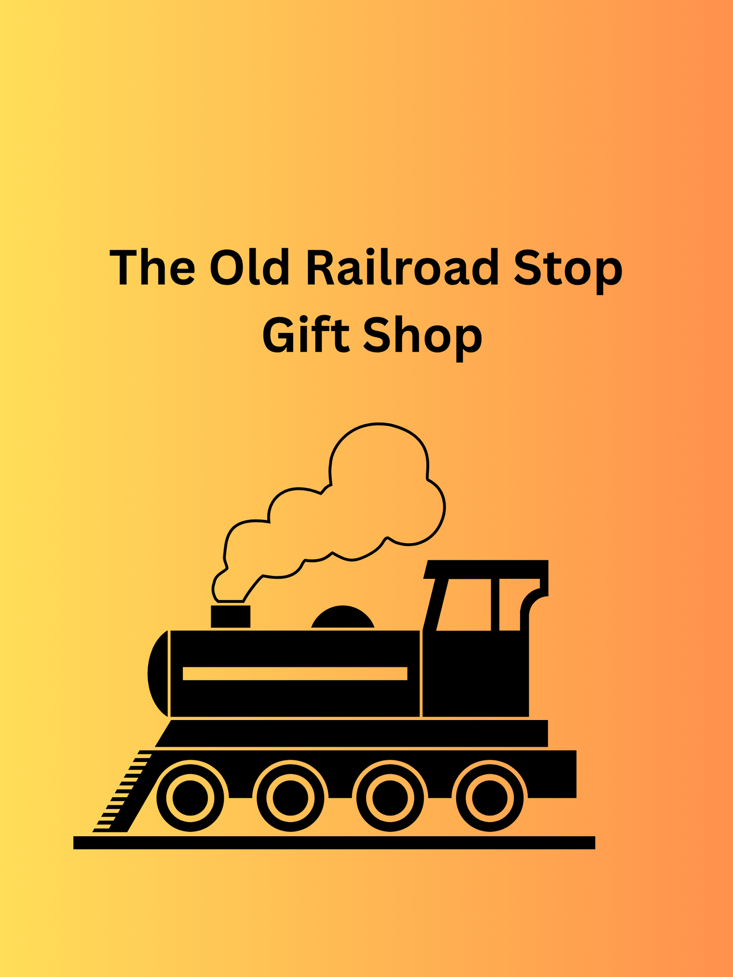 The Old Railroad Stop Gift Shop with a picture of a train on tracks