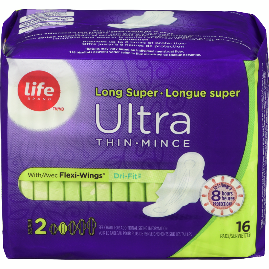 Maxi Pads Long Ultra Thing, with Wings - Life Brand