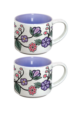 Set of 2 Ceramic Espresso Ojibwe Florals Mugs