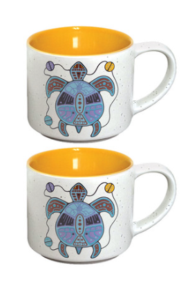 Set of 2 Ceramic Espresso Turtle Mugs