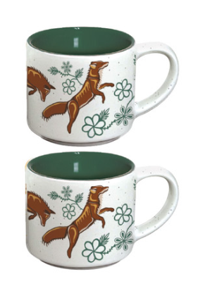 Set of 2 Ceramic Espresso Foxes Mugs