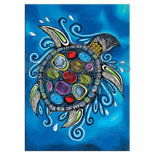 Turtle swimming in water on a magnet.