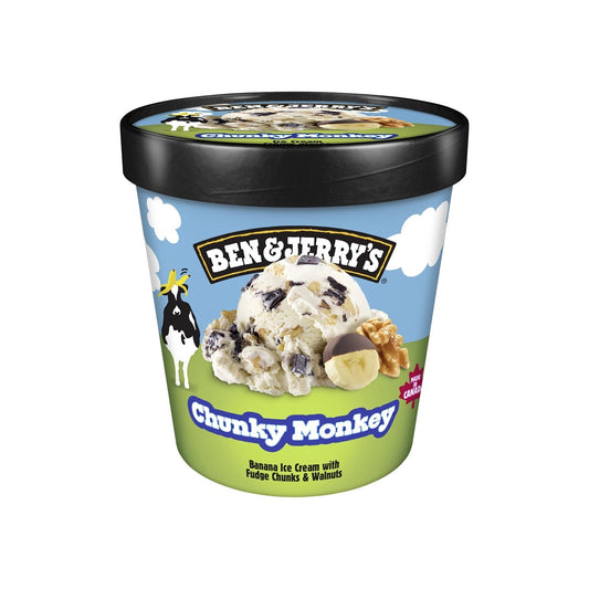 Ben and Jerry's Chunky Monkey ice cream pint
