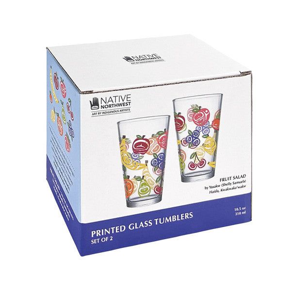 Fruit salad glass tumblers in a box packaging