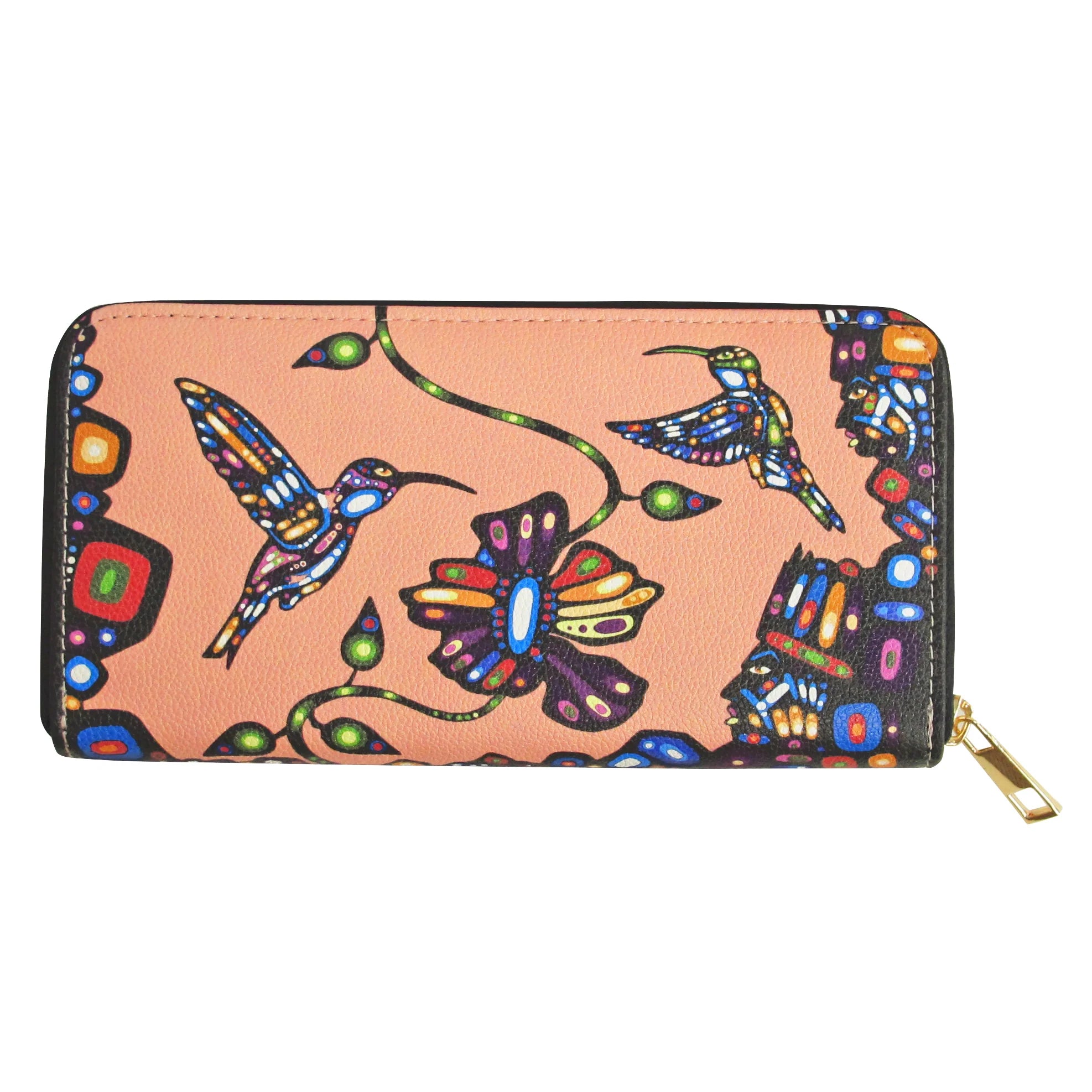  HummingBird zip-around wallet – Indigenous art by Chipewyan Dene artist John Rombough