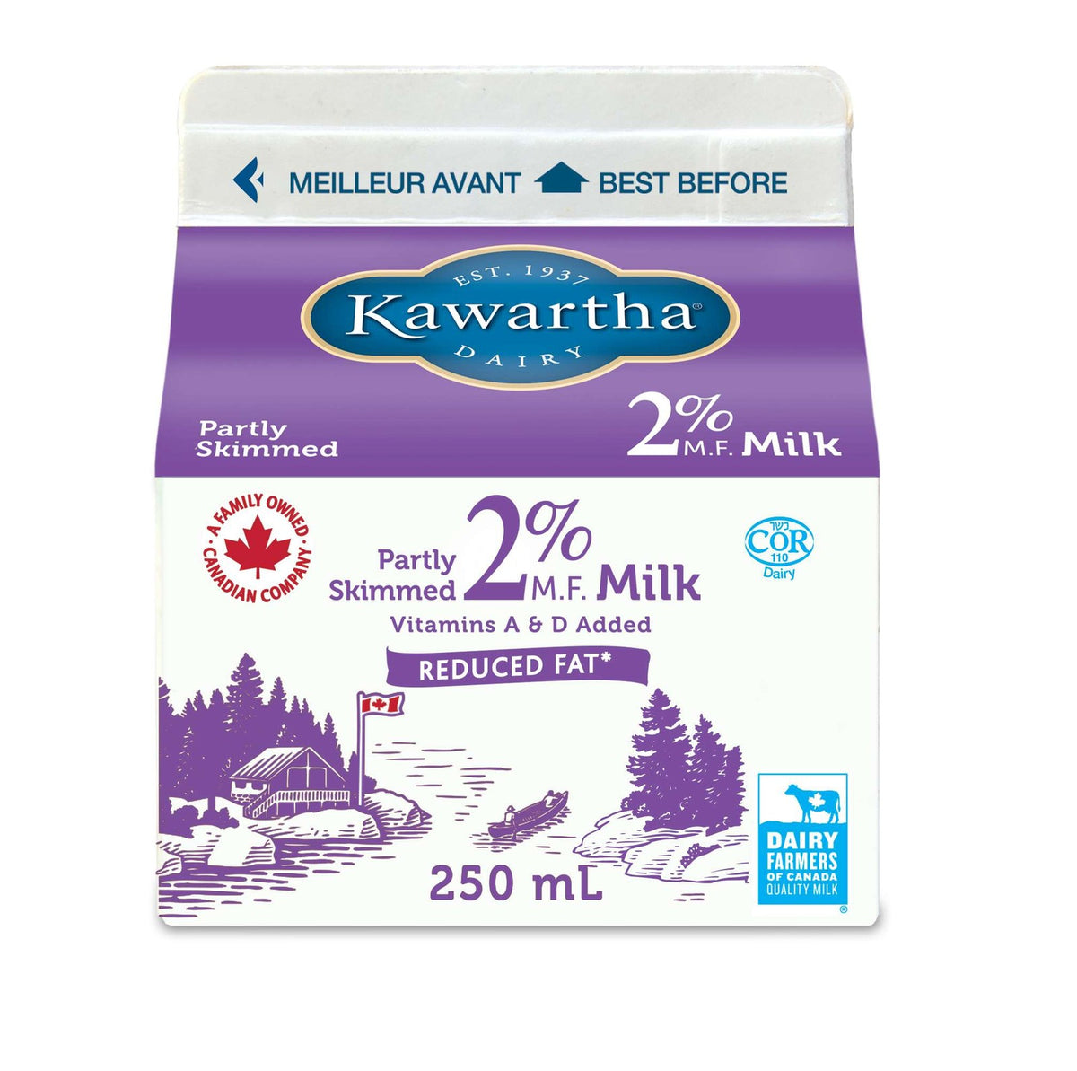 Kawartha Dairy 2% milk 250 mL carton