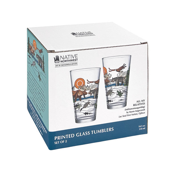 All My Relatives Printed Glass Tumblers