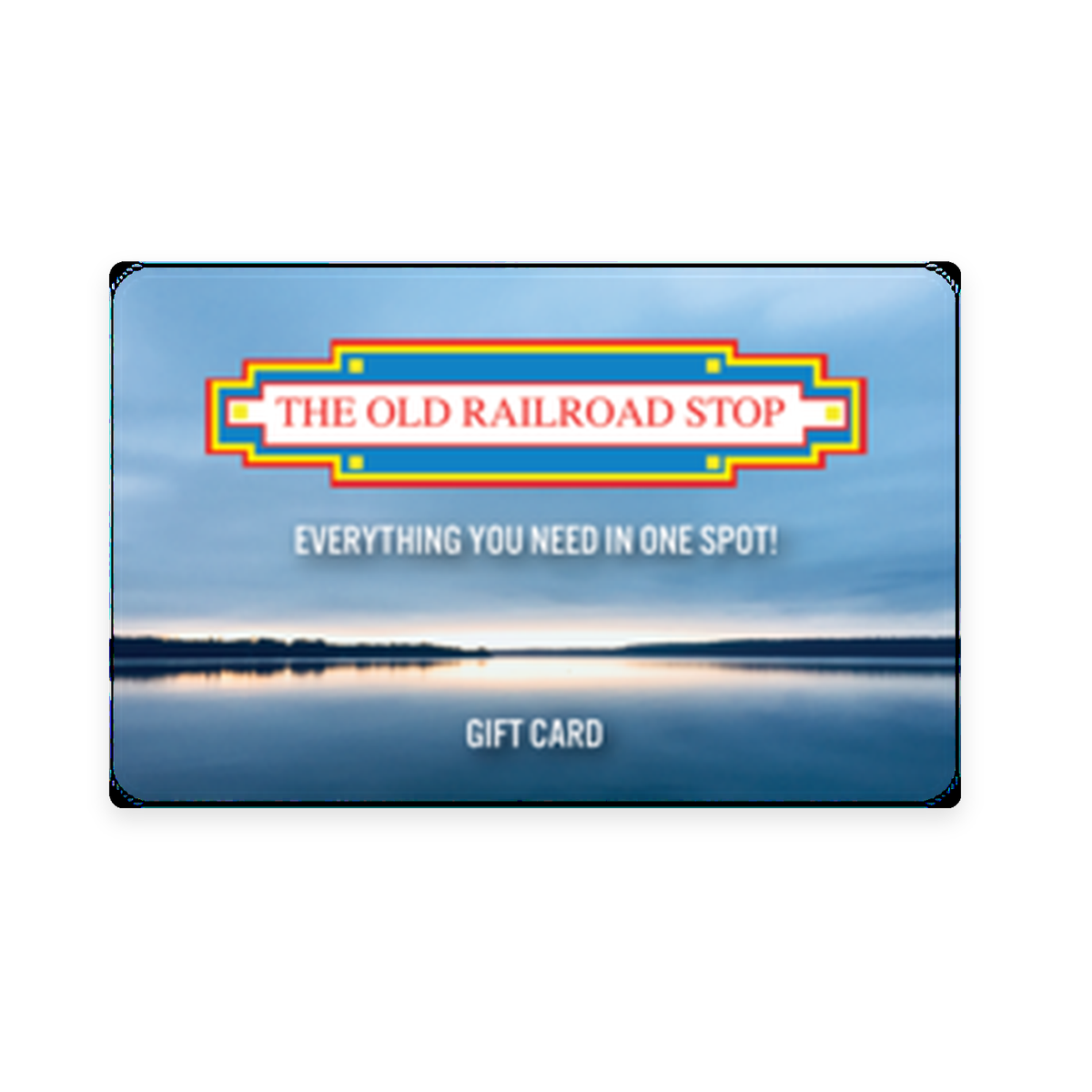 The Old Railroad Stop gift card on white
