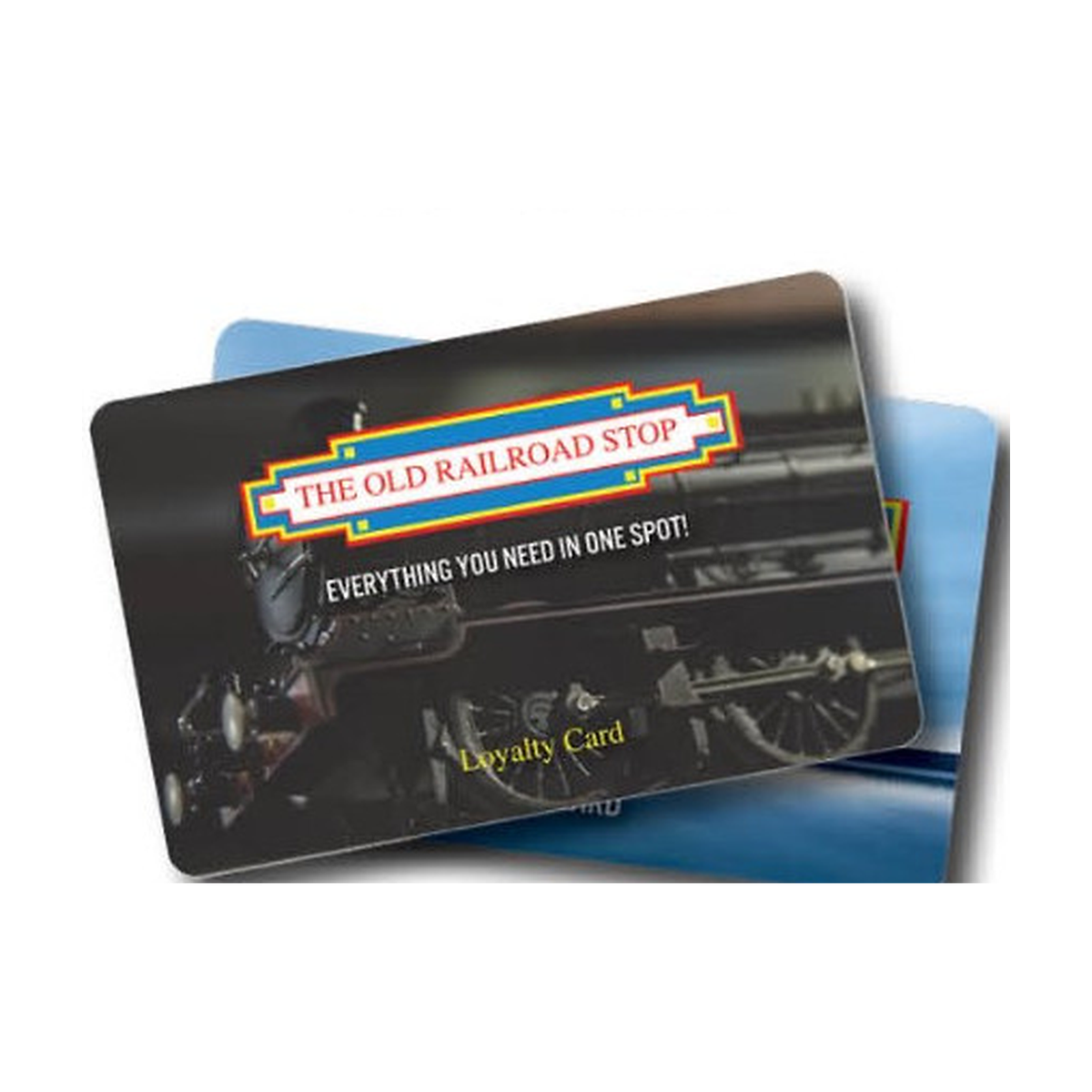 The Old Railroad Stop loyalty card on white