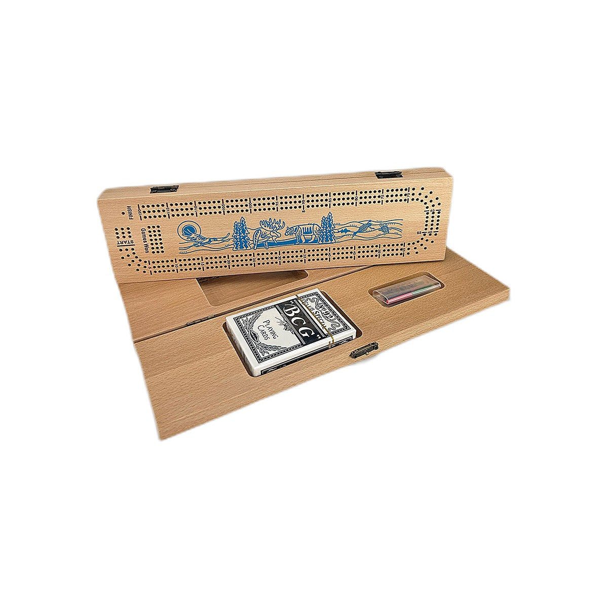 All My Relatives 3-track cribbage board on white