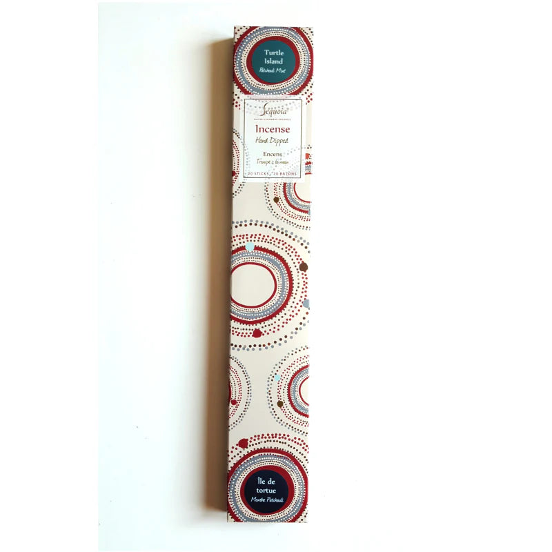 Incense stick packaging with decorative design on a white background