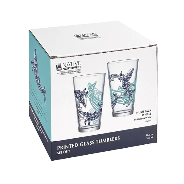 Set of two printed glass tumblers in a Native Northwest box